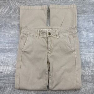 American Eagle kick boot chino pants women's 6R tan stretch boho preppy festival